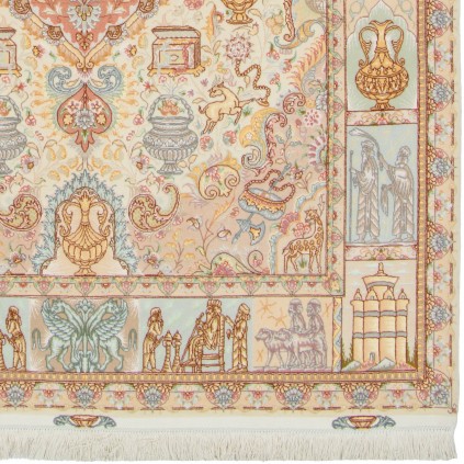 Handwoven Carpet, Corner Medallion Layout, Wool and Silk on Silk Warp, Tabriz, 152 × 212 cm Ref 10300516