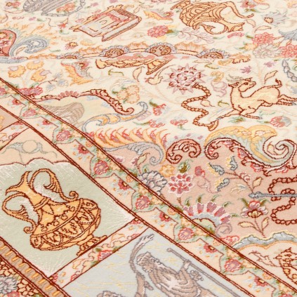 Handwoven Carpet, Corner Medallion Layout, Wool and Silk on Silk Warp, Tabriz, 152 × 212 cm Ref 10300516