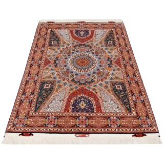 Handwoven Carpet, Dome Layout, Wool and Silk on Silk Warp, Tabriz, 148 × 212 cm Ref 10300529