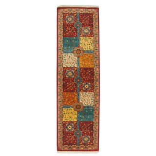 Handwoven Carpet, Square/Block Layout, Wool on Cotton Warp, Varamin, 90 × 310 cm Ref 10200538
