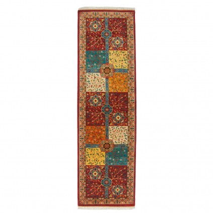 Handwoven Carpet, Square/Block Layout, Wool on Cotton Warp, Varamin, 90 × 310 cm Ref 10200538