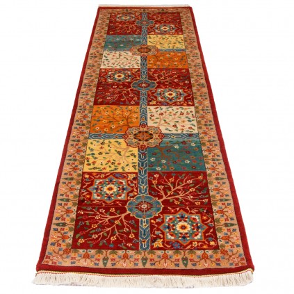 Handwoven Carpet, Square/Block Layout, Wool on Cotton Warp, Varamin, 90 × 310 cm Ref 10200538
