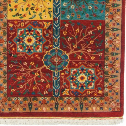 Handwoven Carpet, Square/Block Layout, Wool on Cotton Warp, Varamin, 90 × 310 cm Ref 10200538