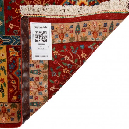 Handwoven Carpet, Square/Block Layout, Wool on Cotton Warp, Varamin, 90 × 310 cm Ref 10200538