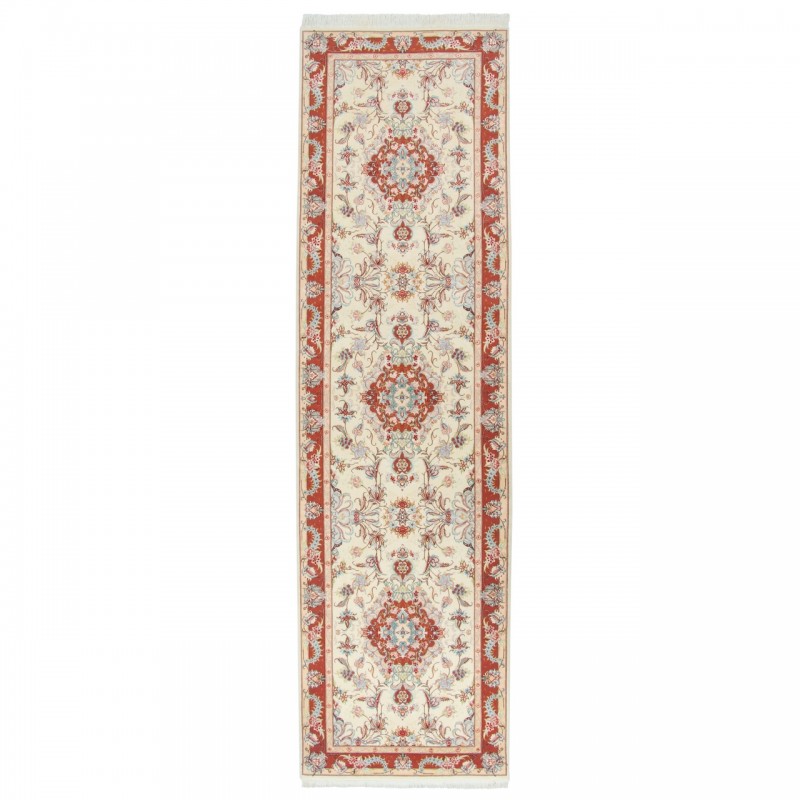 Handwoven Carpet, Multi-Medallion Layout, Wool and Silk on Cotton Warp, Tabriz, 91 × 322 cm Ref 10200541