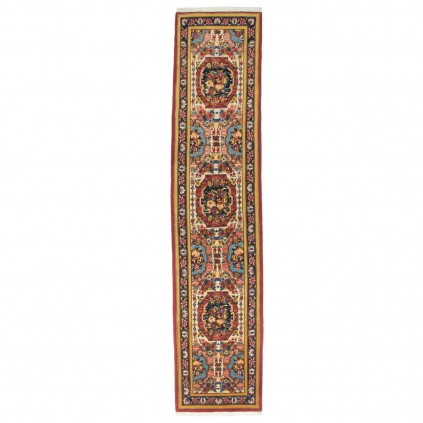 Handwoven Carpet, Multi-Medallion Layout, Wool on Cotton Warp, Bakhtiari, 85 × 390 cm Ref 10300542
