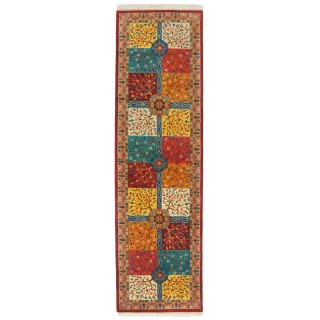 Handwoven Carpet, Square/Block Layout, Wool on Cotton Warp, Varamin, 90 × 310 cm Ref 10200543