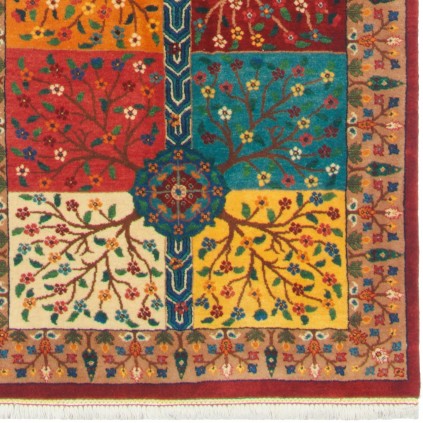 Handwoven Carpet, Square/Block Layout, Wool on Cotton Warp, Varamin, 90 × 310 cm Ref 10200543