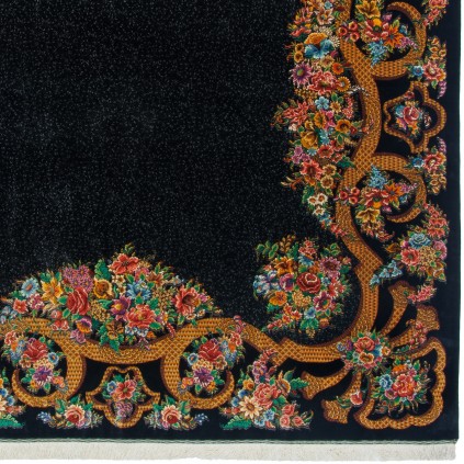 Handwoven Carpet, Plain Field Layout, All Silk, Qom, 188 × 190 cm Ref 10300545