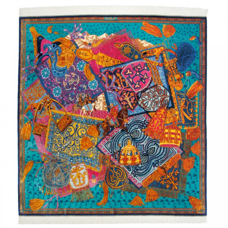 Handwoven Carpet, All-over Layout, All Silk, Qom, 190 × 210 cm Ref 10300546