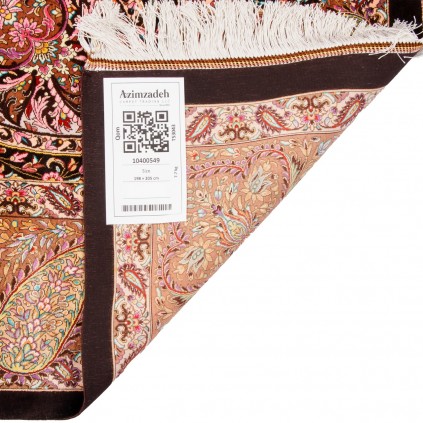 Handwoven Carpet, Corner Medallion Layout, All Silk, Qom, 198 × 205 cm Ref 10400549