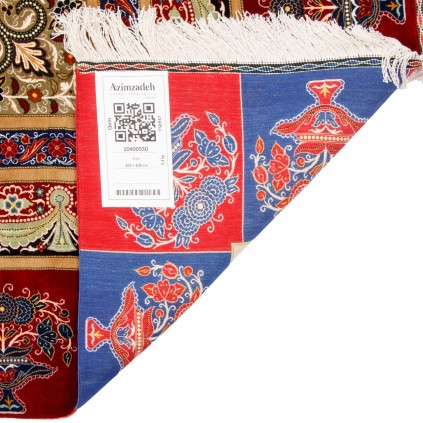 Handwoven Carpet, Corner Medallion Layout, All Silk, Qom, 205 × 208 cm Ref 10400550
