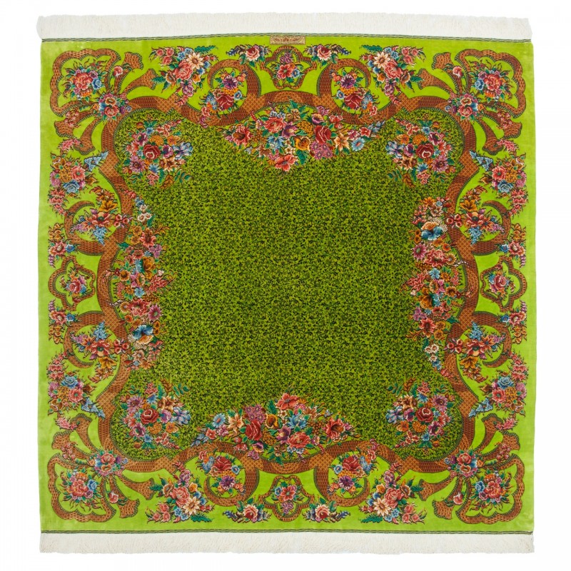 Handwoven Carpet, All-over Layout, All Silk, Qom, 198 × 198 cm Ref 10300551