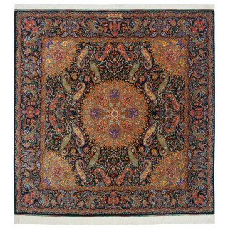 Handwoven Carpet, Corner Medallion Layout, All Silk, Qom, 196 × 198 cm Ref 10300552