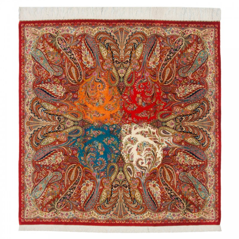 Handwoven Carpet, All-over Layout, All Silk, Qom, 200 × 200 cm Ref 10400554