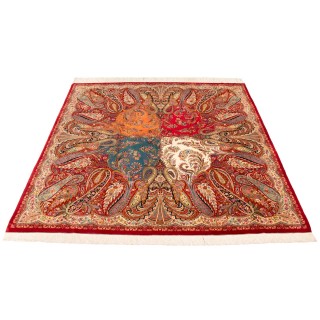 Handwoven Carpet, All-over Layout, All Silk, Qom, 200 × 200 cm Ref 10400554