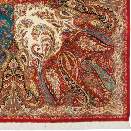 Handwoven Carpet, All-over Layout, All Silk, Qom, 200 × 200 cm Ref 10400554