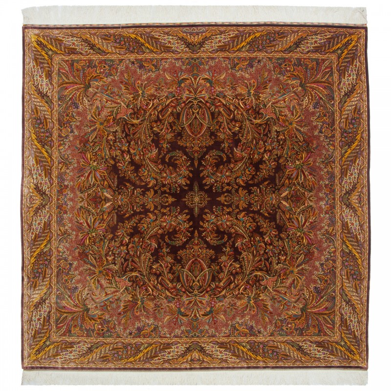 Handwoven Carpet, All-over Layout, All Silk, Qom, 200 × 203 cm Ref 10400555