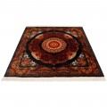 Handwoven Carpet, Corner Medallion Layout, All Silk, Qom, 188 × 188 cm Ref 10300556