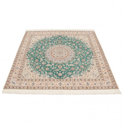 Handwoven Carpet, Corner Medallion Layout, Wool and Silk on Cotton Warp, Nain, 195 × 204 cm Ref 10300559