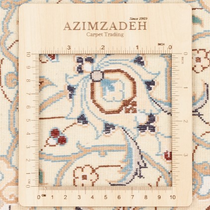 Handwoven Carpet, Corner Medallion Layout, Wool and Silk on Cotton Warp, Nain, 195 × 204 cm Ref 10300559