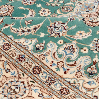 Handwoven Carpet, Corner Medallion Layout, Wool and Silk on Cotton Warp, Nain, 195 × 204 cm Ref 10300559