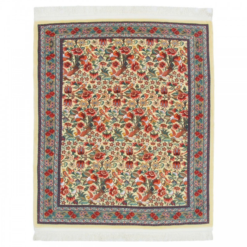 Handwoven Carpet, All-over Layout, Wool and Silk on Silk Warp, Senneh, 140 × 163 cm Ref 10200560