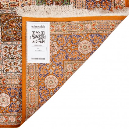 Handwoven Carpet, Square/Block Layout, All Silk, Qom, 152 × 153 cm Ref 10200561
