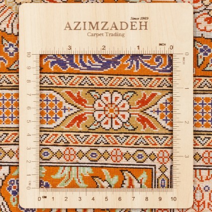 Handwoven Carpet, Square/Block Layout, All Silk, Qom, 152 × 153 cm Ref 10200561