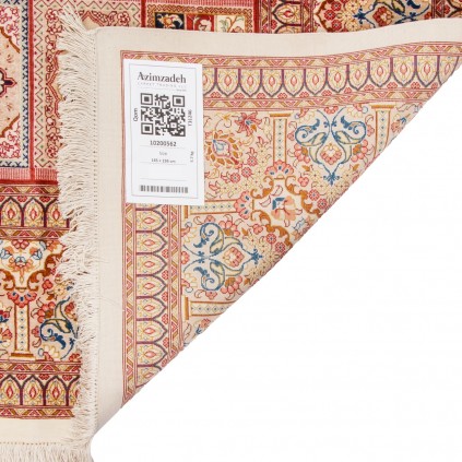 Handwoven Carpet, Square/Block Layout, All Silk, Qom, 145 × 195 cm Ref 10200562