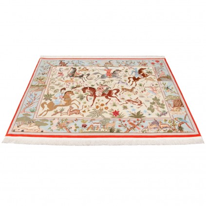 Handwoven Carpet, All-over Layout, Wool and Silk on Silk Warp, Tabriz, 175 × 143 cm Ref 10200566