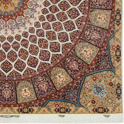 Handwoven Carpet, Dome Layout, Wool and Silk on Silk Warp, Tabriz, 250 × 250 cm Ref 10600578