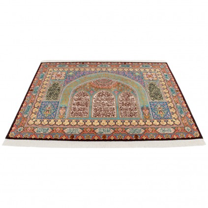 Handwoven Pictorial Rug, Mihrab Layout, Wool and Silk on Silk Warp, Tabriz, 303 × 210 cm Ref 70600599