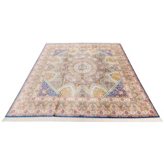 Handwoven Carpet, Dome Layout, All Silk, Qom, 400 × 400 cm Ref 11600600