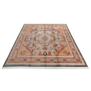 Handwoven Carpet, Dome Layout, All Silk, Qom, 400 × 400 cm Ref 11600601