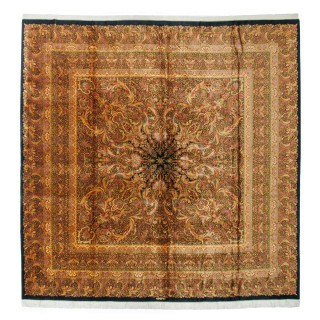Handwoven Carpet, Medallion Layout, All Silk, Qom, 400 × 400 cm Ref 11600614