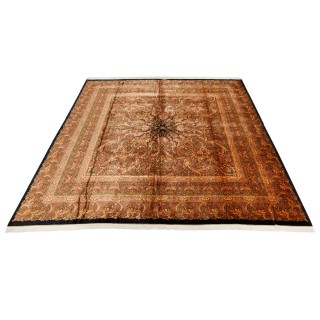 Handwoven Carpet, Medallion Layout, All Silk, Qom, 400 × 400 cm Ref 11600614