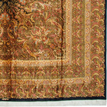 Handwoven Carpet, Medallion Layout, All Silk, Qom, 400 × 400 cm Ref 11600614