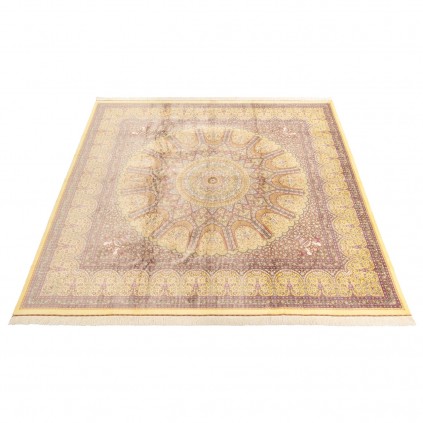 Handwoven Carpet, Dome Layout, All Silk, Qom, 346 × 346 cm Ref 11100615