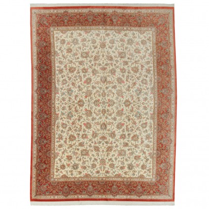 Handwoven Carpet, All-over Floral Layout, All Silk, Qom, 300 × 403 cm Ref 11200616