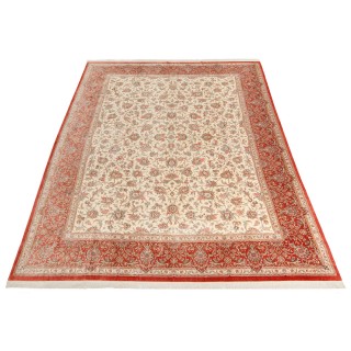 Handwoven Carpet, All-over Floral Layout, All Silk, Qom, 300 × 403 cm Ref 11200616