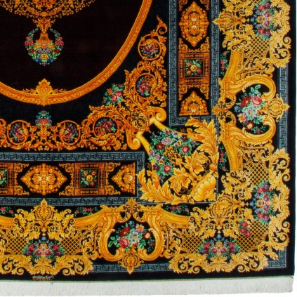 Handwoven Carpet, Plain Field Layout, All Silk, Qom, 296 × 401 cm Ref 11100628