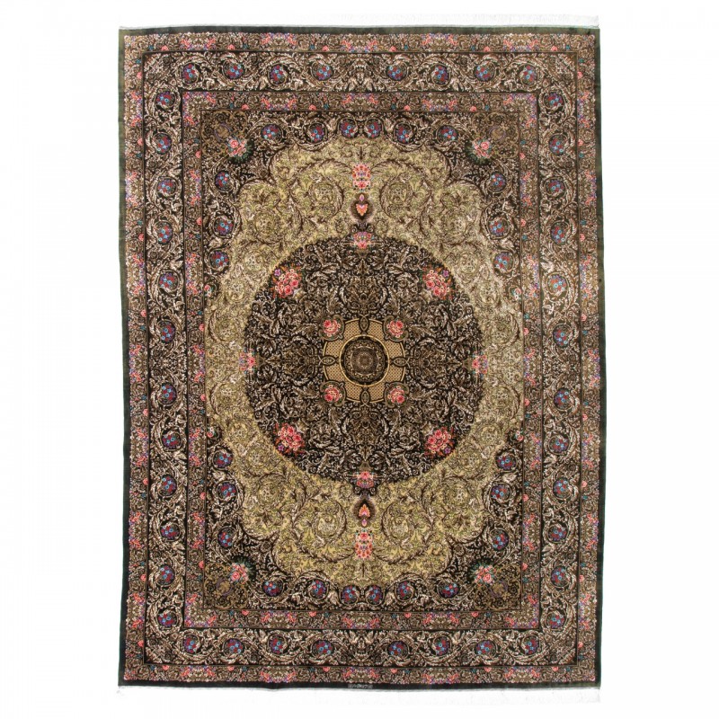Handwoven Carpet, Corner Medallion Layout, All Silk, Qom, 292 × 400 cm Ref 11100633