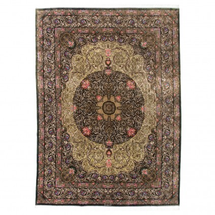 Handwoven Carpet, Corner Medallion Layout, All Silk, Qom, 292 × 400 cm Ref 11100633