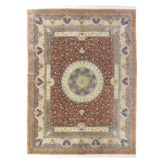 Handwoven Carpet, Medallion Layout, All Silk, Qom, 298 × 402 cm Ref 11100634