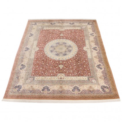 Handwoven Carpet, Medallion Layout, All Silk, Qom, 298 × 402 cm Ref 11100634