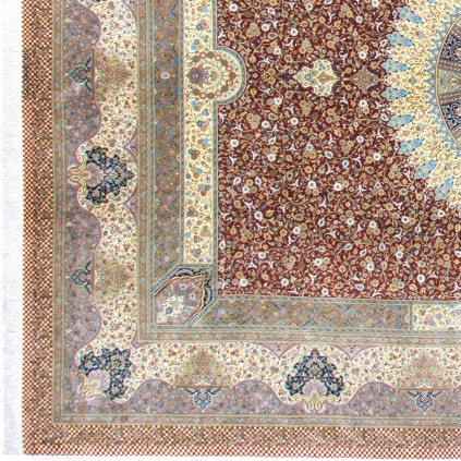 Handwoven Carpet, Medallion Layout, All Silk, Qom, 298 × 402 cm Ref 11100634