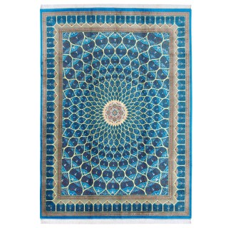 Handwoven Carpet, Dome Layout, All Silk, Qom, 287 × 400 cm Ref 11100636