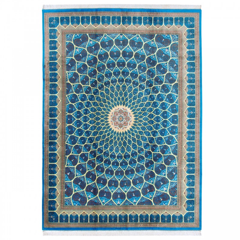 Handwoven Carpet, Dome Layout, All Silk, Qom, 287 × 400 cm Ref 11100636