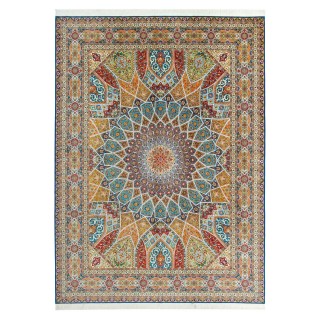 Handwoven Carpet, Dome Layout, All Silk, Tabriz, 207 × 406 cm Ref 10800637